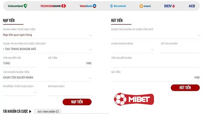 Cách rút tiền Mibet